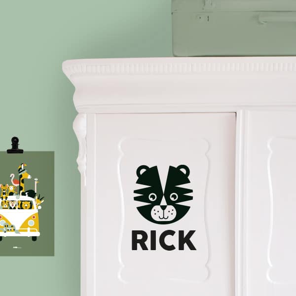 Naamsticker met tijger