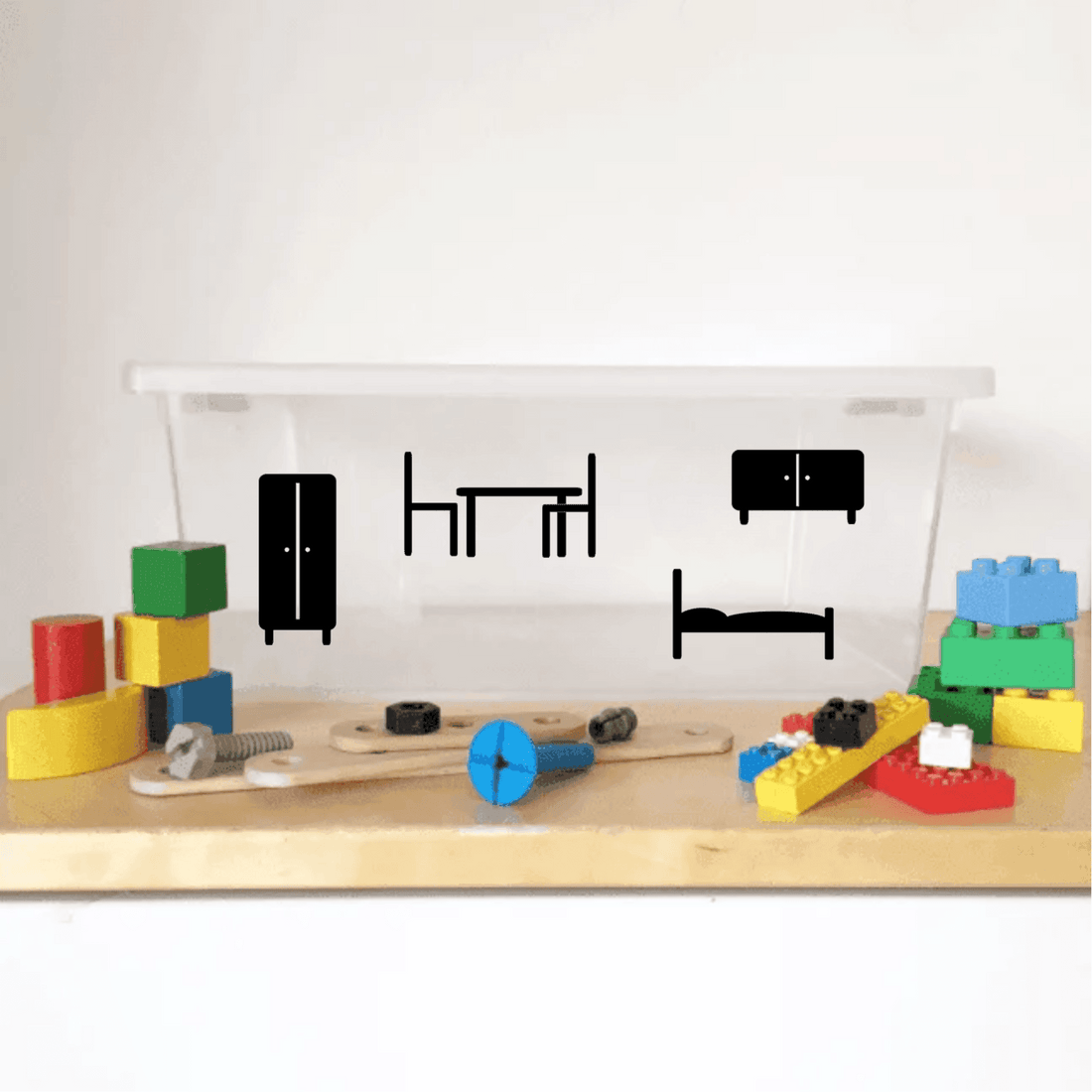 Opruimstickers poppenhuismeubels
