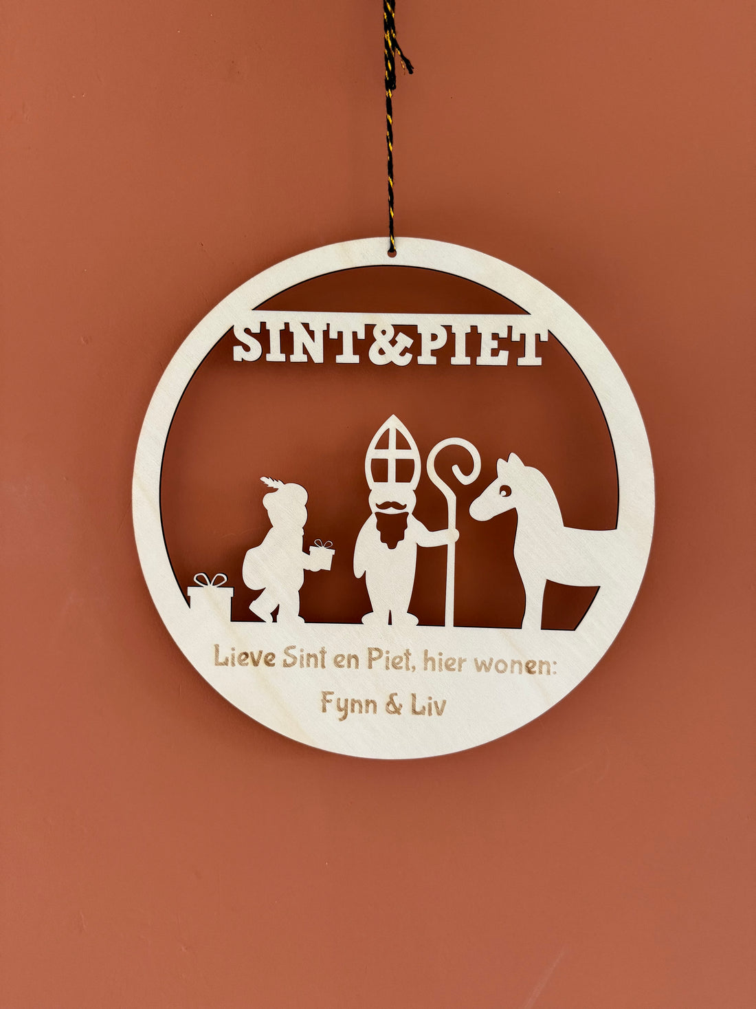 Raam hanger Sint & Piet met naam