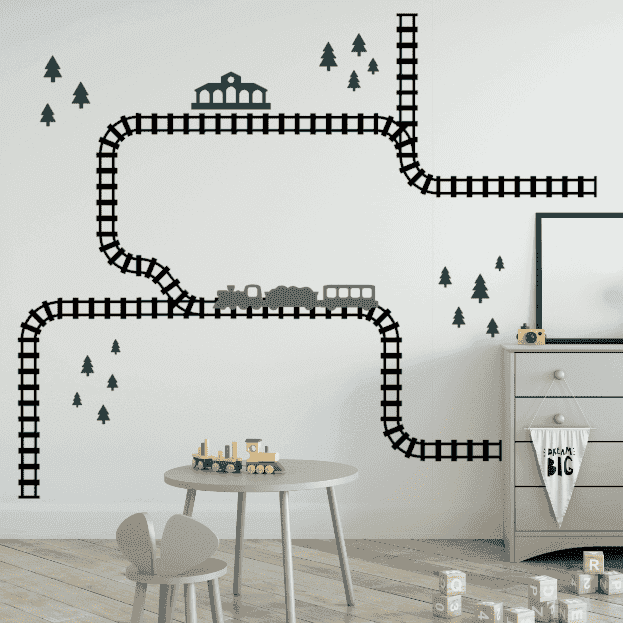 Sticky Rails XL voordeelset (trein,station,bomen)