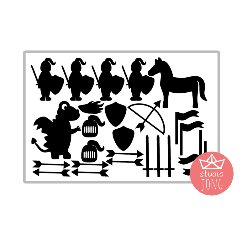 Ridders en toebehoren muurstickers (diverse kleuren)