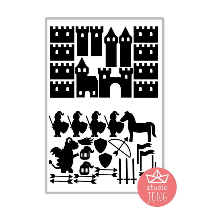 Ridders en kastelen set, 2 vellen muurstickers (diverse kleuren)