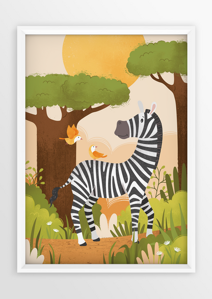 Posterset drieluik savanne safari dieren