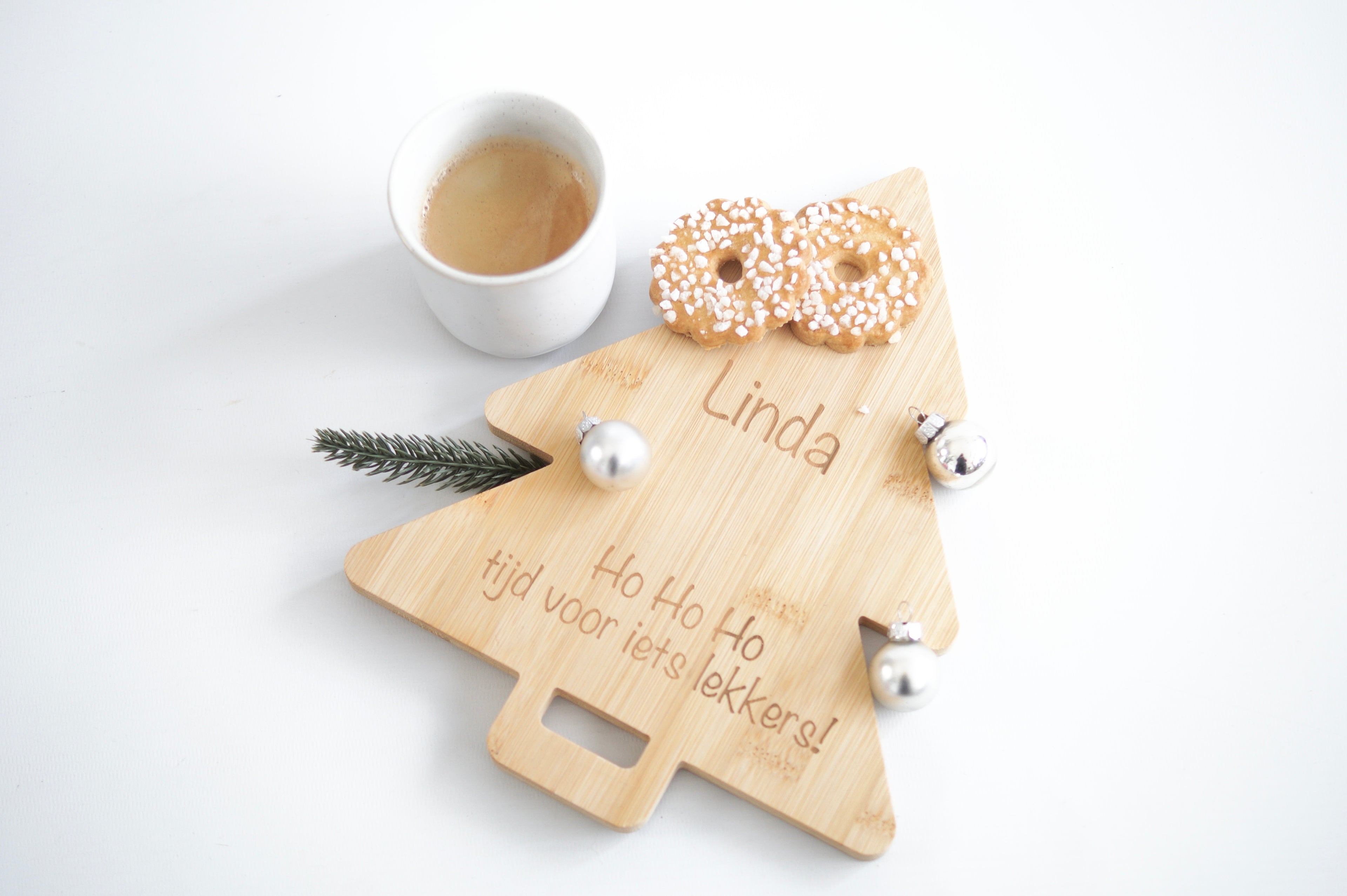 Kerstboom borrelplankje met tekst naar keuze