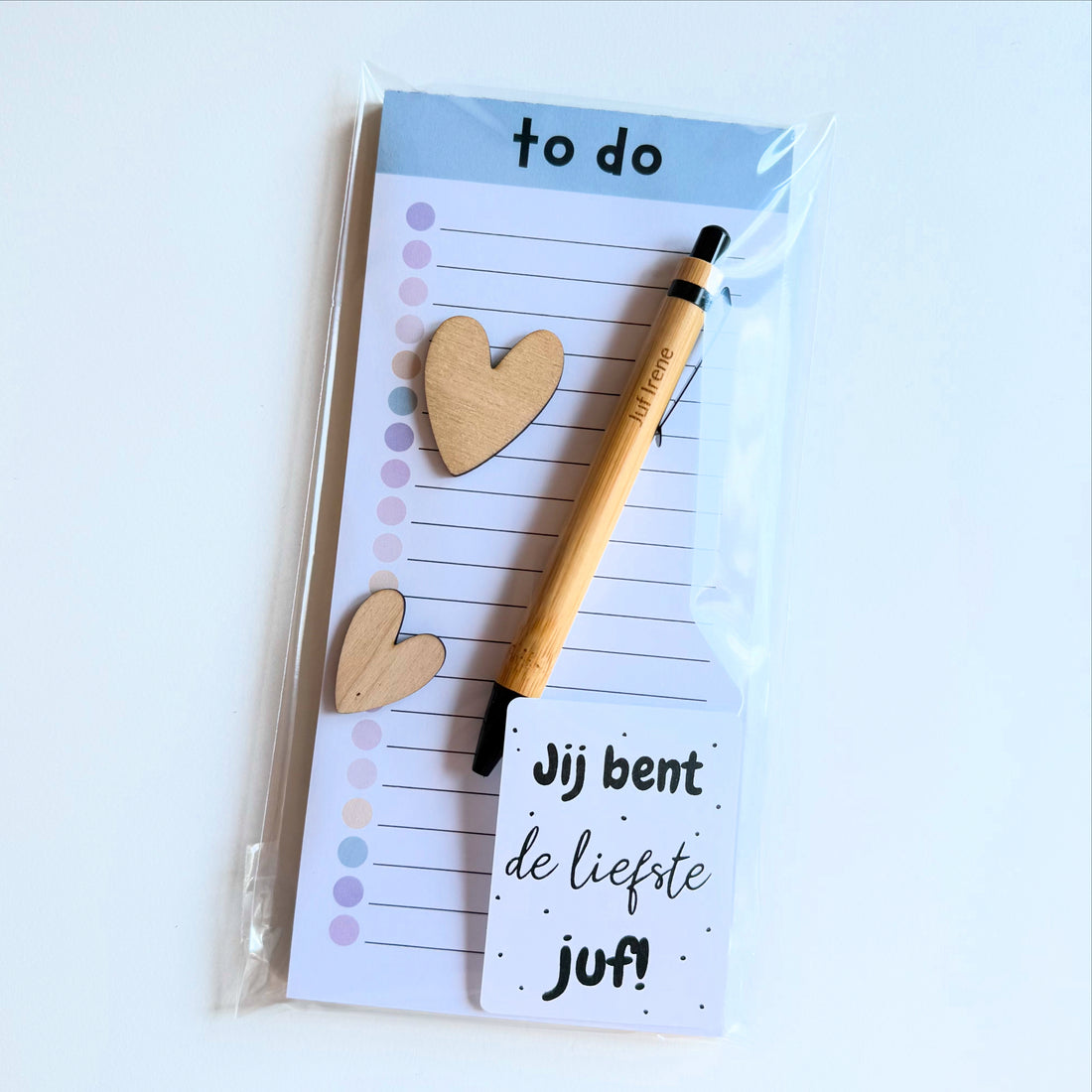 To do blok + pen met haar naam - cadeau voor de liefste juf