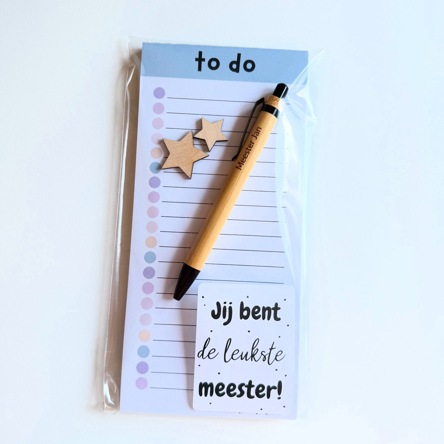 To do blok + pen met zijn naam - cadeau voor de leukste meester