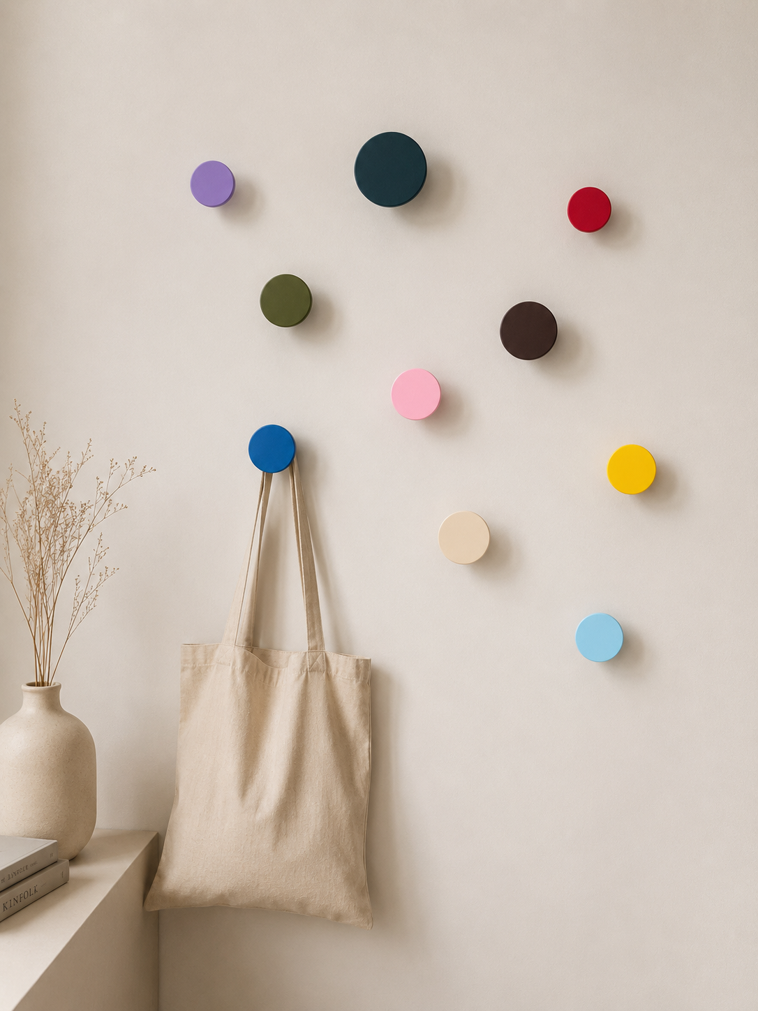 Wandknopjes wandhaakjes rond diverse maten en kleuren