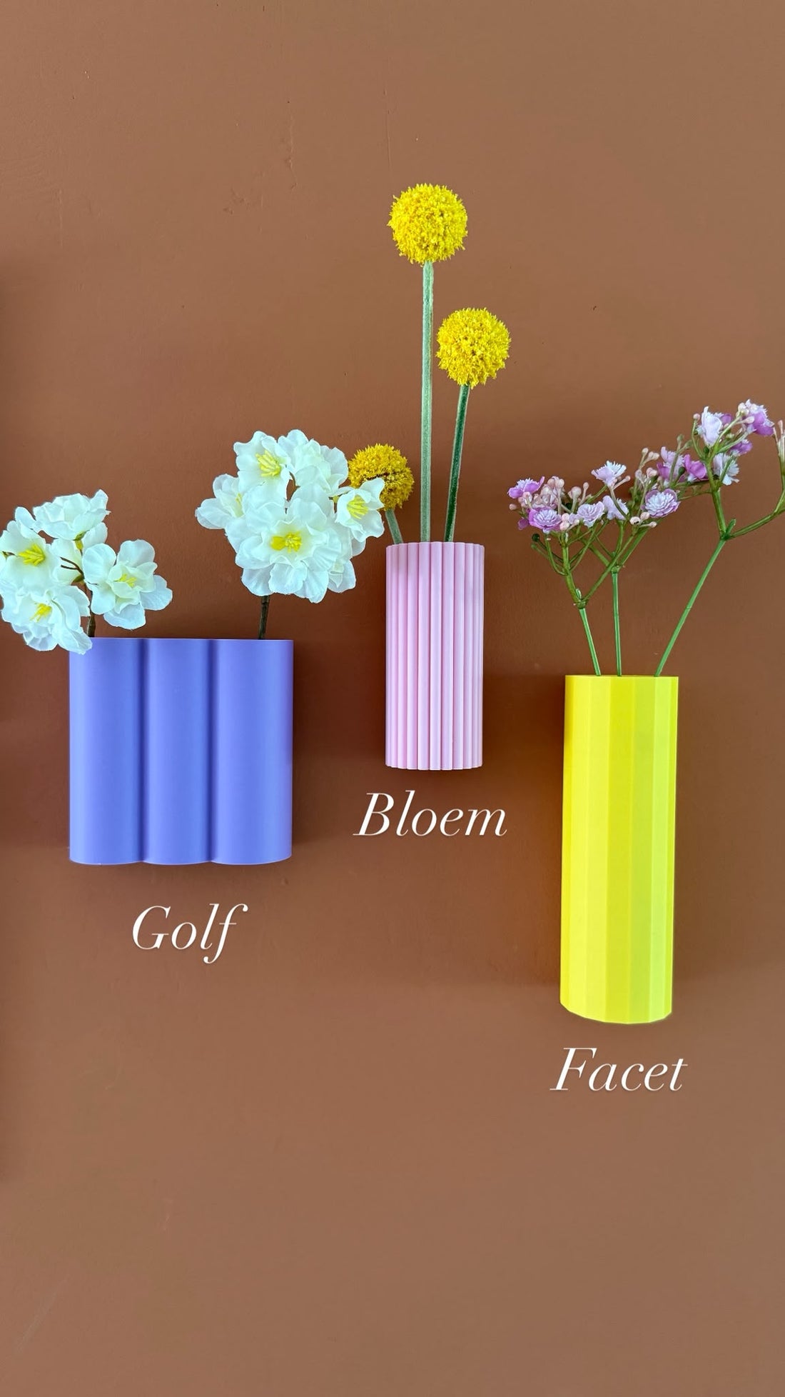 Wandvaasjes diverse kleuren