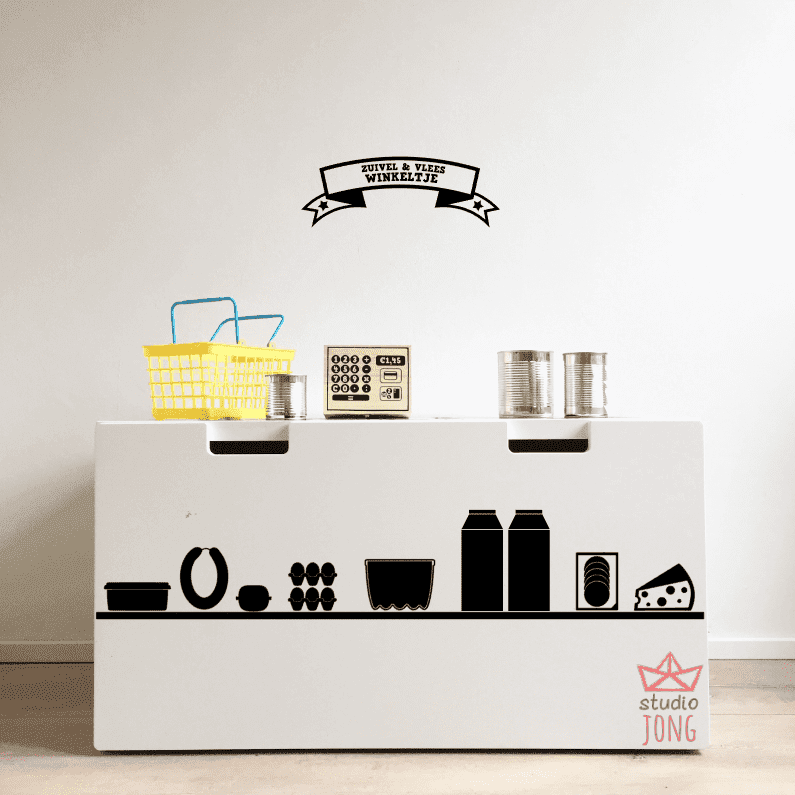 Sticky Shop winkelstickers vlees en zuivelwinkeltje